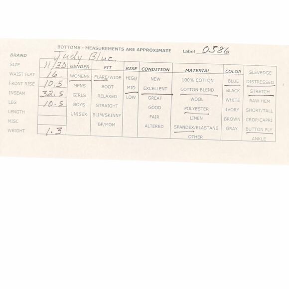 Judy Blue Trouser Flare Jeans Distressed Mid-Rise Button Fly Blue Size 11/30 - Picture 3 of 11